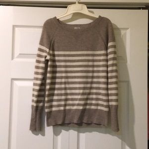 Brown and ivory striped cashmere sweater